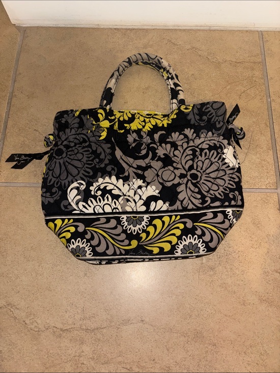 Vera Bradley Handbags - Vera Bradley Black, Gray & Yellow Floral Quilted Tote